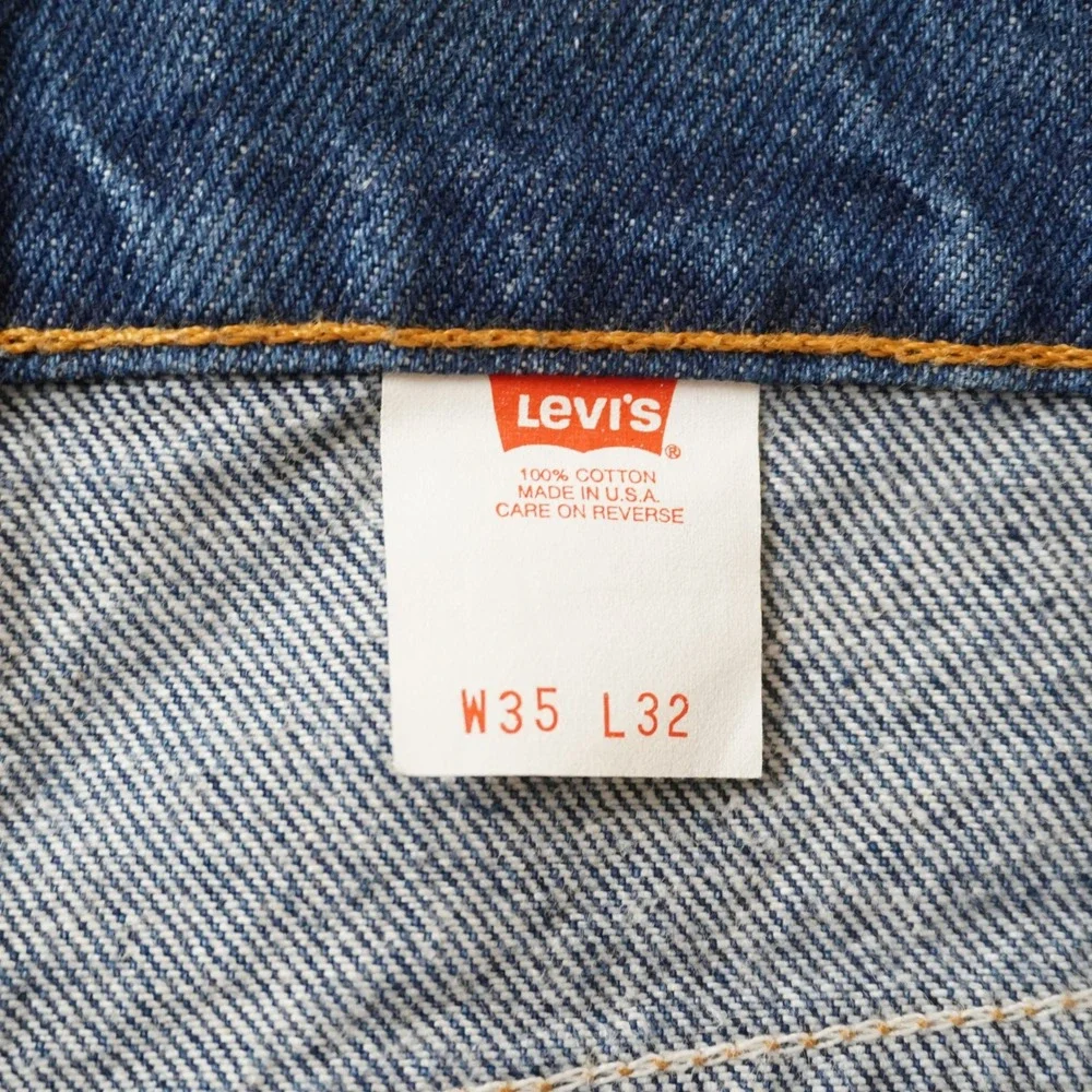 Vintage Levis 517 Jeans 35x32 Mens Blue Orange Tab Bootcut USA Made Dark